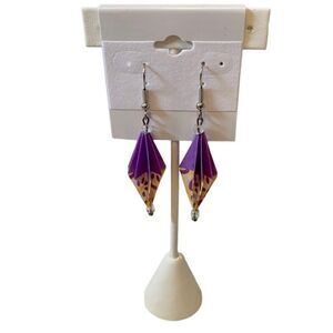 Lavender & Creme Colored Handcrafted Origami Earrings.